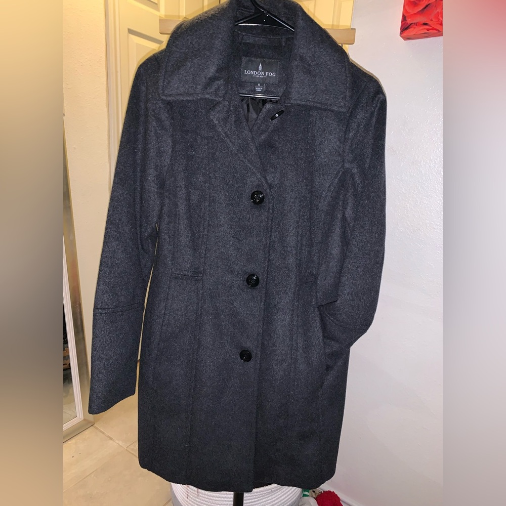 Dark grey peacoat! Barely worn once. LIKE NEW!